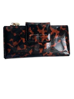 Adrienne Vittadini Studio Wallet Patent Tortoise Shell Print Magnetic Closure